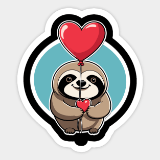 Sloth Heart Balloon - Valentines Day Sticker